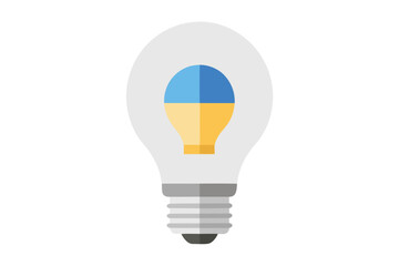 Ukrainian flag colors inside a light bulb representing ideas and innovation