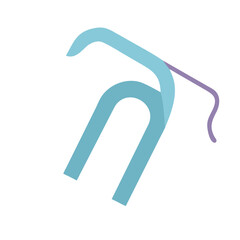 Stylized blue paperclip with purple wire on White backdrop