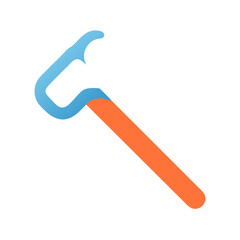 Flat illustration of blue and orange climbing ice axe