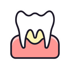 Tooth with decay in gums dental flat illustration style