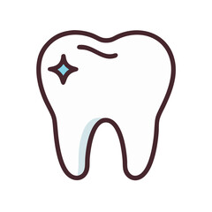 Simple tooth illustration with shine for dental health concept