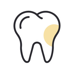 Cartoon tooth with cavity on a White Background