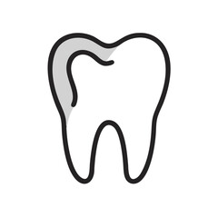 Tooth decay schematic illustration highlighting area needing filling treatment