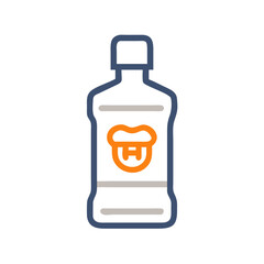 Orange logo on simple bottle with outline illustration style
