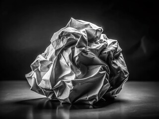 Surreal Black and White Crumpled Paper Abstract Photography