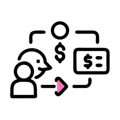 Organization chart diagram featuring data connection with pink arrow