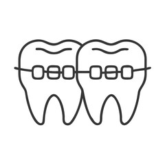 Illustration of two teeth with braces on a White Background