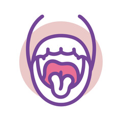 Open mouth graphic symbol with tongue sticking out icon