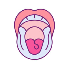 Stylized open mouth with tongue vector medical illustration