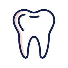 Stylized tooth icon with outline on a White Background