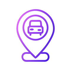 Purple gradient car icon inside location pin pointer mark