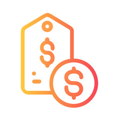 Modern price tag icon with currency sign illustration