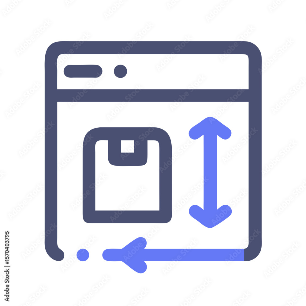 Poster web application interface showing resize options, vector icon