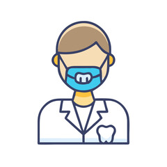 Illustration of a dentist with a mask and tooth