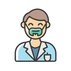 Doctor icon wearing mask against White Background illustration