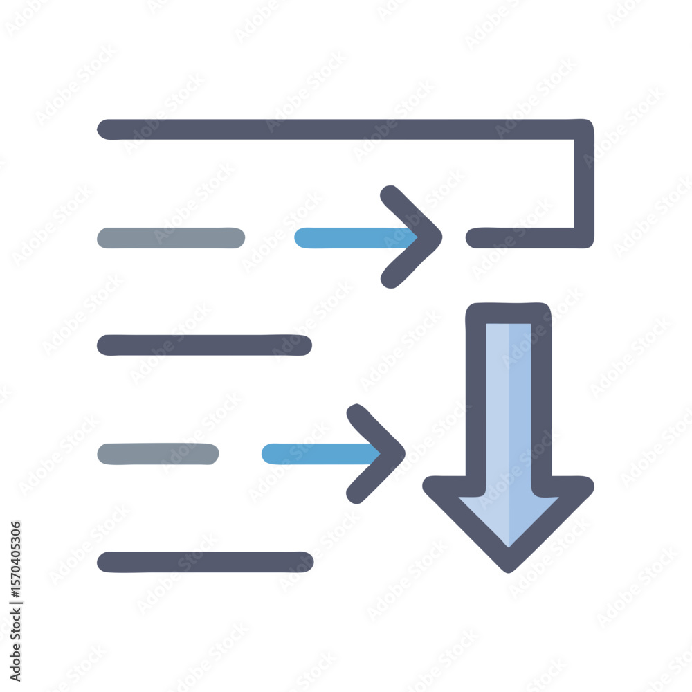 Poster flat design workflow diagram depicting process redirection loop