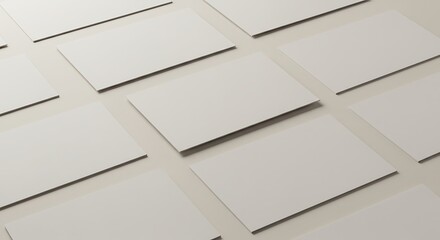 Minimalist Arrangement of Blank White Cards on a Soft Gray Surface