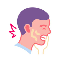 Person experiencing jaw pain medical flat vector illustration