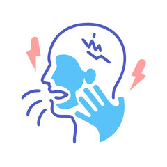 Obraz premium Icon of person experiencing sore throat, fever, headache