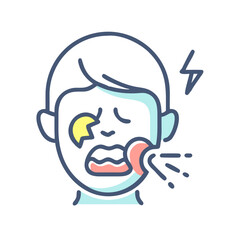 Person Experiencing Severe Facial Pain with Lightning Bolt Graphic