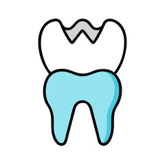 Stylized tooth with crown symbol on a White Background