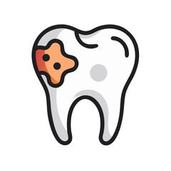 Cartoon decayed tooth against White Background for dental illustration