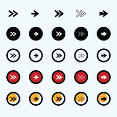 Colorful big arrow icon set, Arrow collection cursor. Modern arrow collection. Different arrow signs collection. Black arrow icon