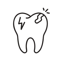 Single line art tooth with cavities and decay