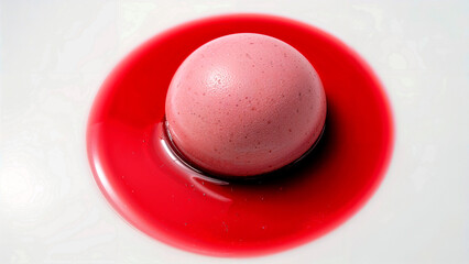 Elegant raspberry mousse dome with mirror glaze