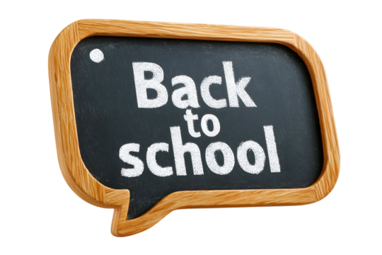 A chalkboard speech bubble with "Back to School" text, isolated.