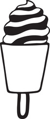 Hand-drawn Ice Cream Pop:  Whimsical, Black and White, Summer Treat Illustration