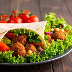 Falafel wraps with fresh vegetables