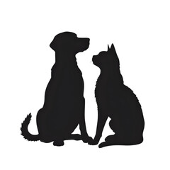 Silhouette of Dog and Cat Facing Each Other