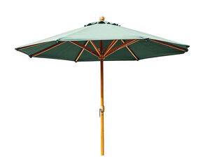 Green garden umbrella, wood frame