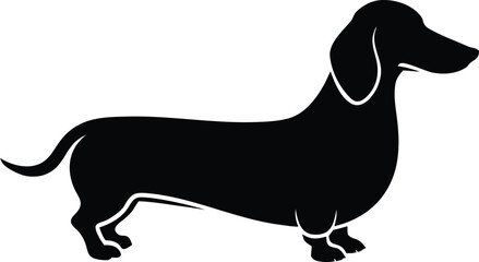 dachshund silhouette vector black and white graphic art