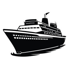 Obraz premium Monochrome Illustration of a Large Cruise Ship Sailing the Ocean Waves a Symbol of Luxury Travel and Maritime Transportation