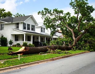Fallen tree damaging homes