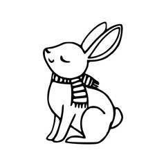 adorable bunny wearing winter scarf