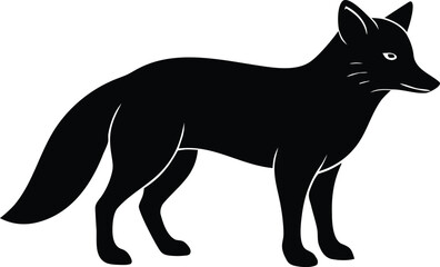 arctic fox silhouette vector isolated black and white style