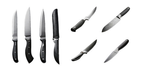 Variety of Kitchen Knives for Culinary Use, PNG collection, set bundle, isolate on transparent or white background