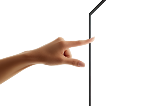 Hand touching a screen