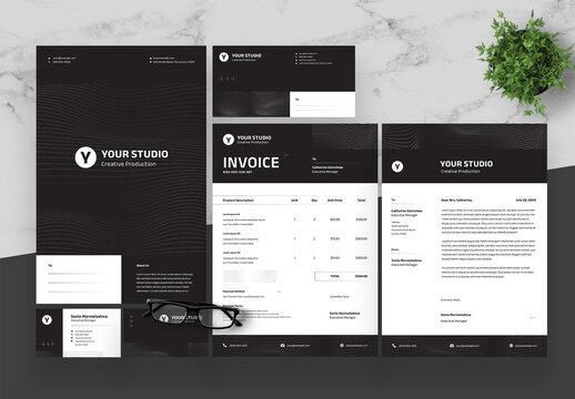 Black And White Stationery Set