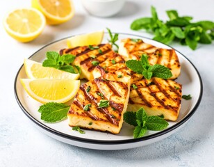 Grilled Feta Cheese with Lemon and Mint
