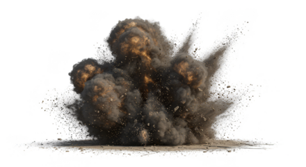 Isolated Transparent Explosion Smoke Boom Fireball Burst Impact