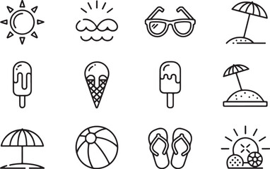Summer Doodle Icons – Popsicles, Shades, Umbrella

