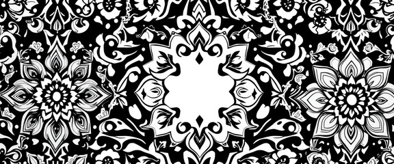 Fototapeta premium Intricate black & white patterns; bold contrasts, geometric & floral motifs, high-resolution textures, art, element