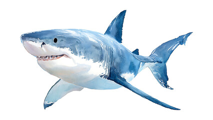 Obraz premium Watercolor shark on transparent background.