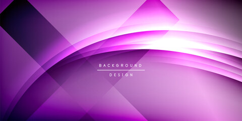 Abstract purple design. Smooth curves, layered shapes create dynamic visual effect. Dark background enhances vibrant colors.