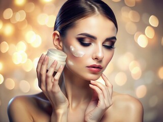 Young Woman's Skincare Routine:  Serene Facial Moisturizing Ritual