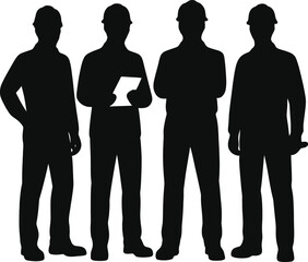silhouette wearing workwear and hard hats